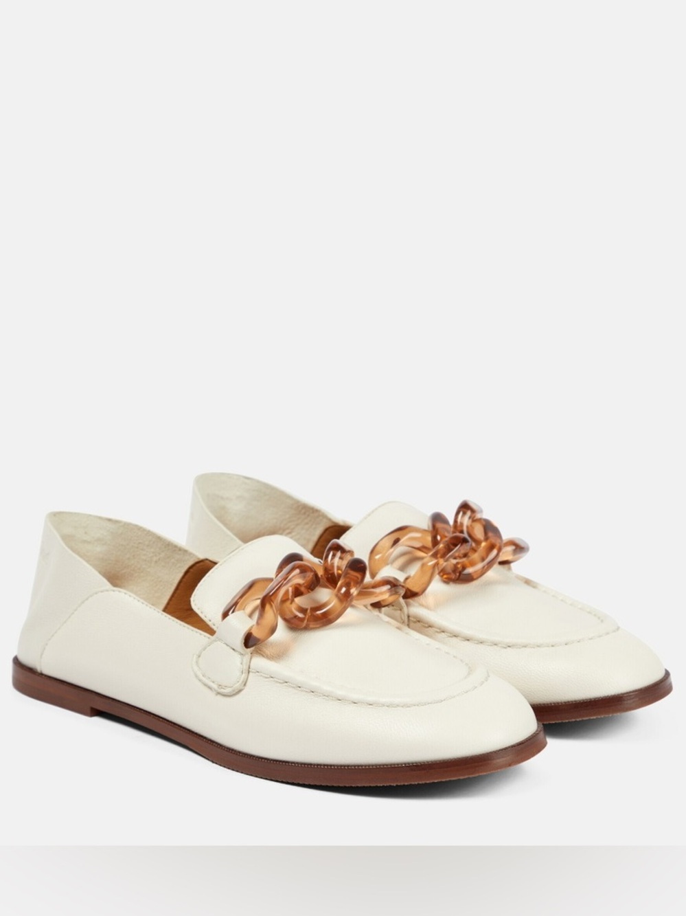 NEW SEE BY CHLOE MAJE CHAIN LINE LOAFERS IN IVORY CHALK 38.5 8.5 SEE PICS